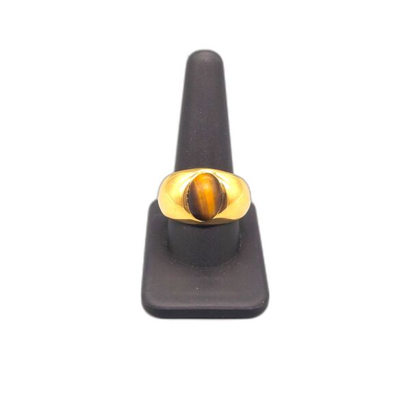 18KT YELLOW GOLD TIGERS EYE SIZE 14.5 12.8G RING(157023-6)